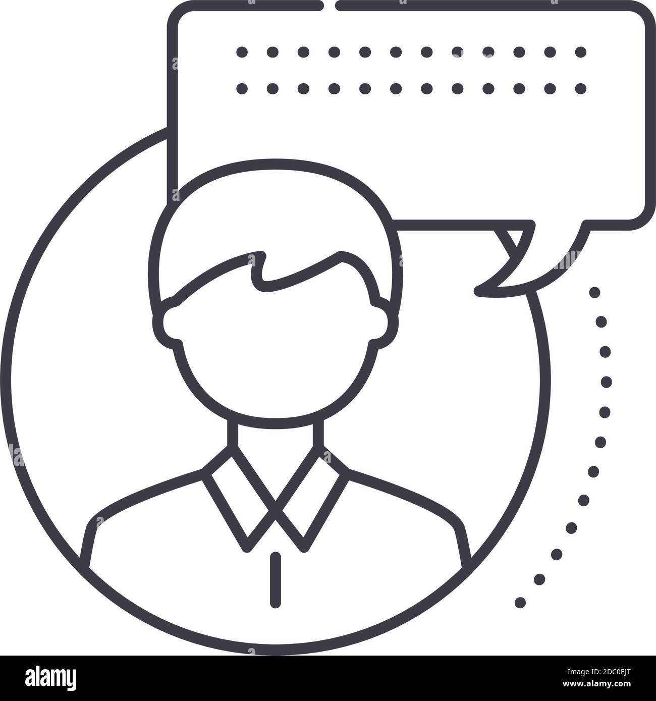 Icona di Consulting manager, illustrazione lineare isolata, vettore a linee sottili, segno di web design, simbolo di concetto di contorno con tratto modificabile su bianco Illustrazione Vettoriale