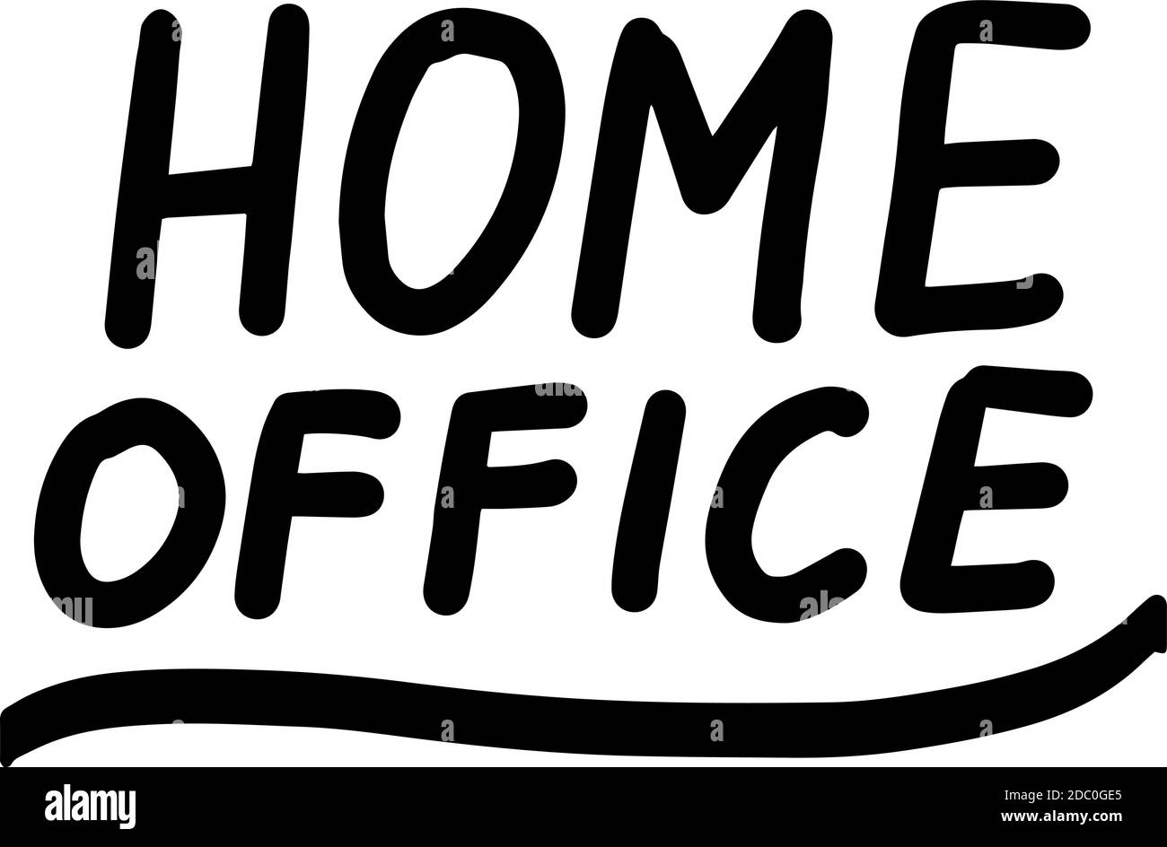 Lavoro da casa, scritta calligraphy illustrazione. Ufficio domestico, lavoro in linea. Vector eps pennello scritto a mano trendy nero isolato su bianco Illustrazione Vettoriale