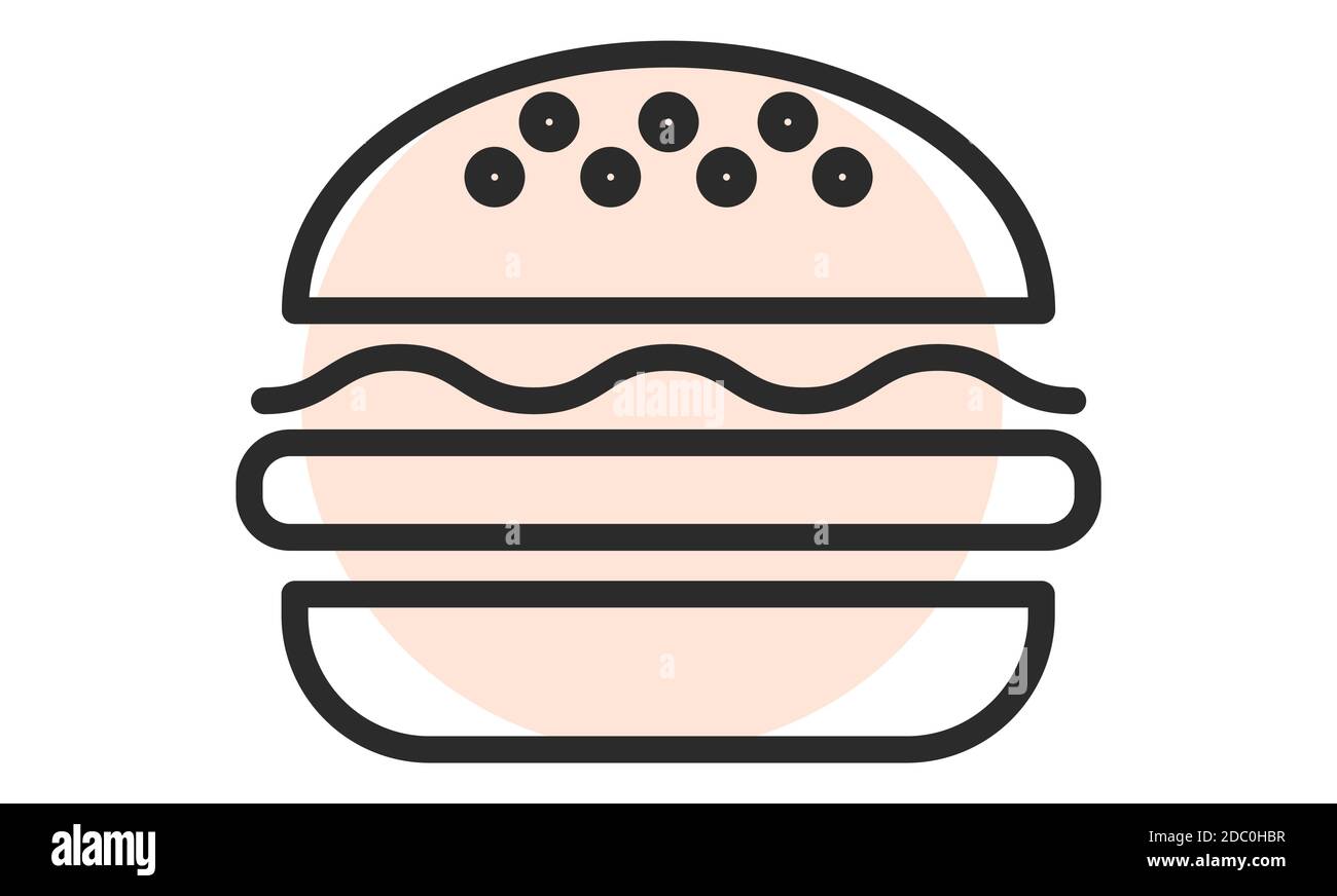 Icona Burger. Icona Fastfood Outline Web. Illustrazione vettoriale. Illustrazione Vettoriale