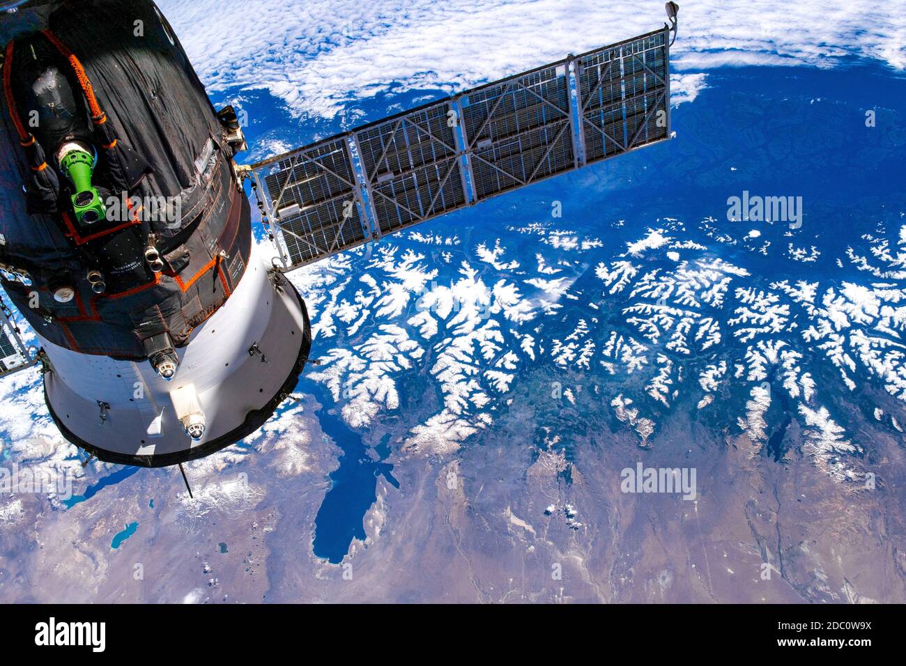 Dettagli del pianeta Terra dallo spazio. L'ISS sorvola gli elementi argentini di questa immagine fornita dalla NASA (si prega di seguire le loro linee guida per l'uso) Foto Stock