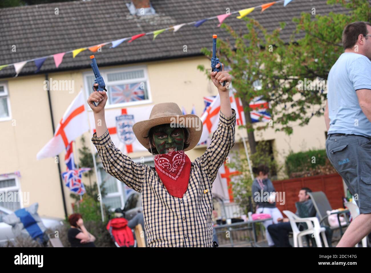 Royal Wedding Street party in strada superiore, Madeley, Telford. Foto Stock