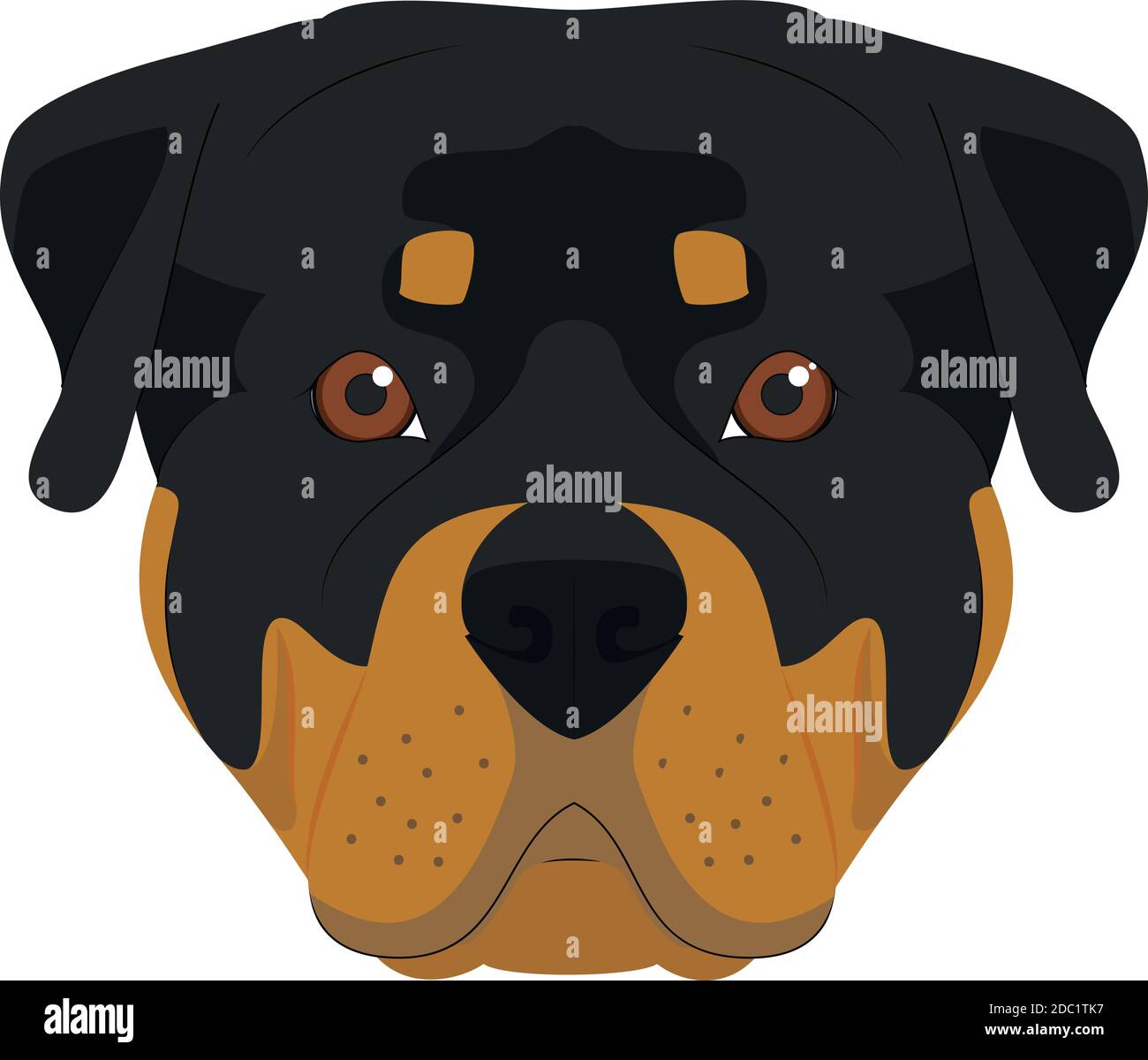Rottweiler cane isolato su sfondo bianco illustrazione vettoriale Illustrazione Vettoriale