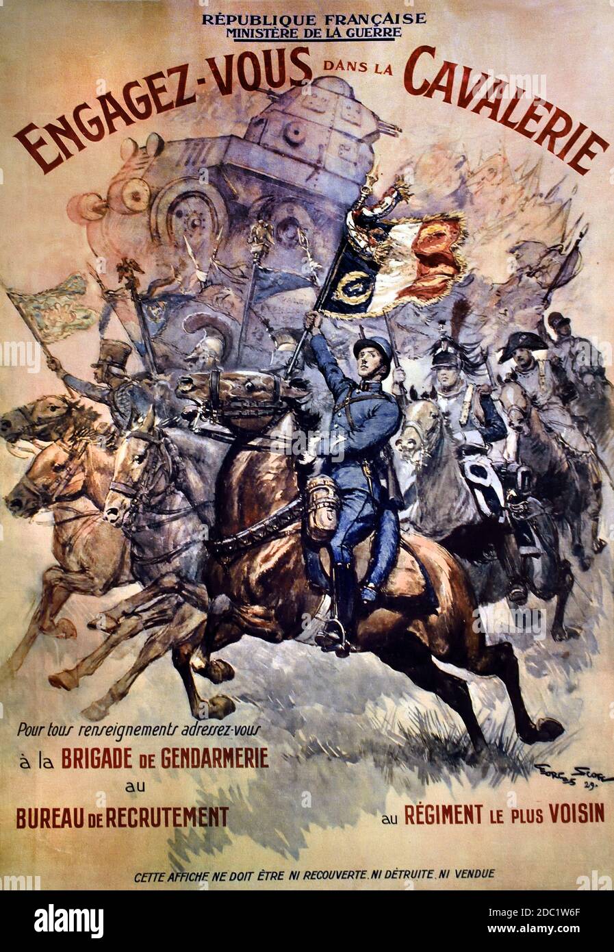 Engagez vous dans la cavalerie - Unisciti alla cavalleria 1929 Georges Scott 1873-1942 Francia, francese, tedesco, Germania, Foto Stock