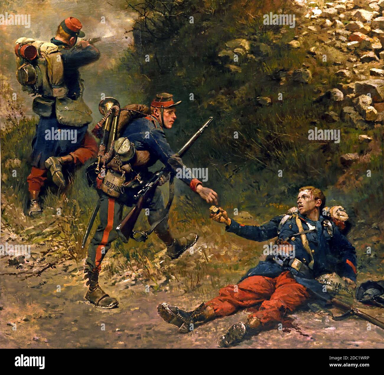 Il fondo della custodia a cartuccia di Jean-Baptiste Édouard DETAILLE, 1848 – 1912, Alphonse de Neuville, 1835-1885, Francia, francese, tedesco, Germania, ( Battaglia di Rezonville agosto 1870 ) Foto Stock