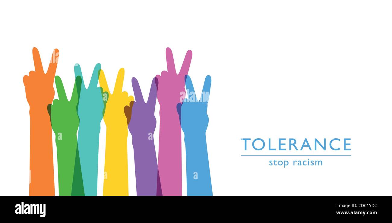 Illustrazione vettoriale del concetto di rispetto e tolleranza delle mani umane rialzate EPS10 Illustrazione Vettoriale