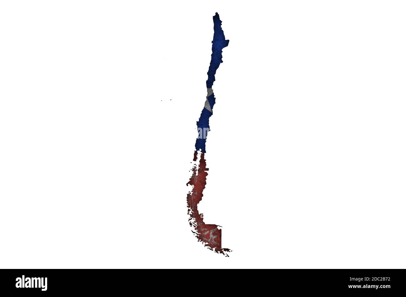 Mappa e bandiera del Cile su cemento intemperie Foto Stock