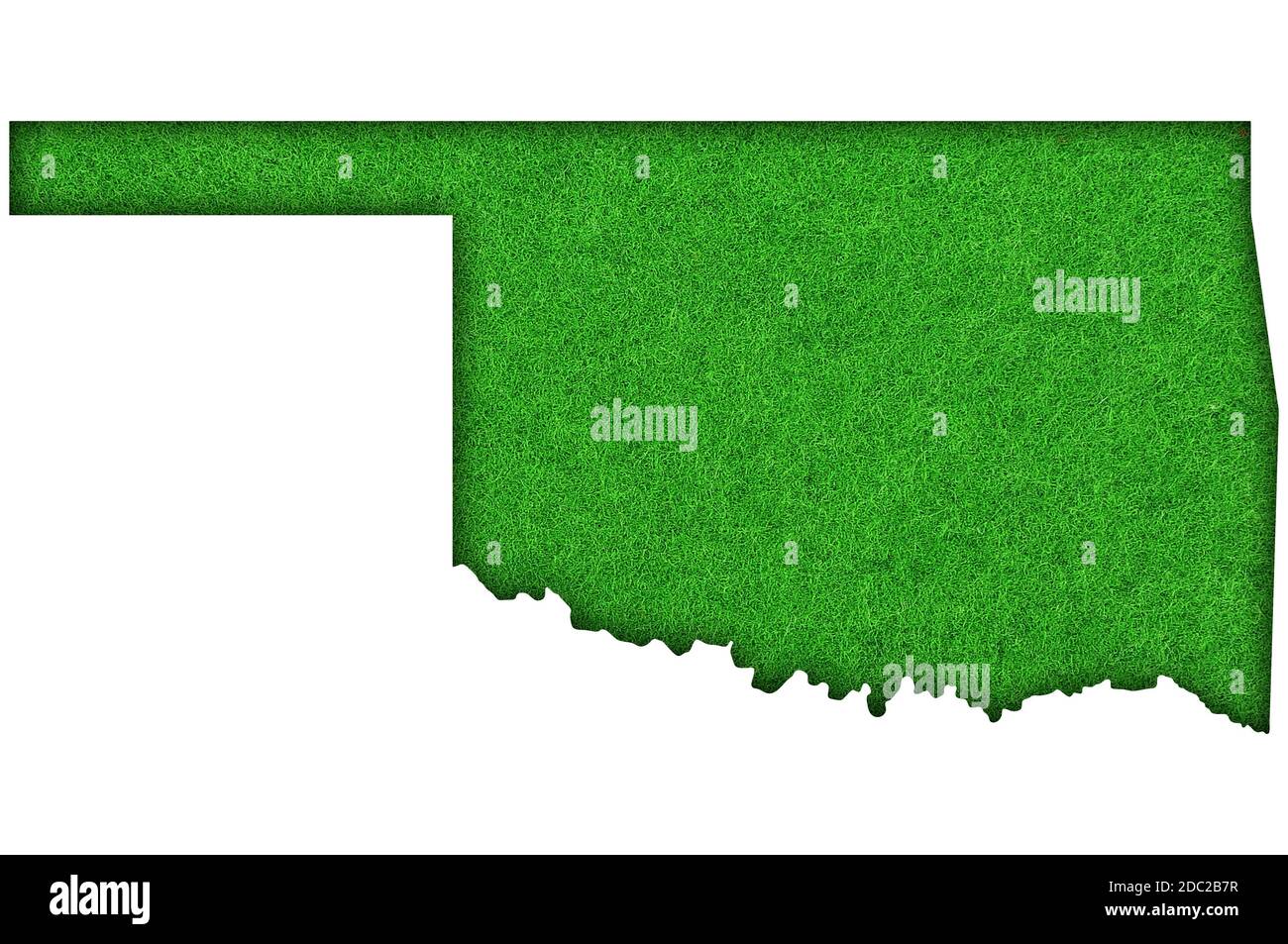 Mappa di Oklahoma su feltro verde Foto Stock