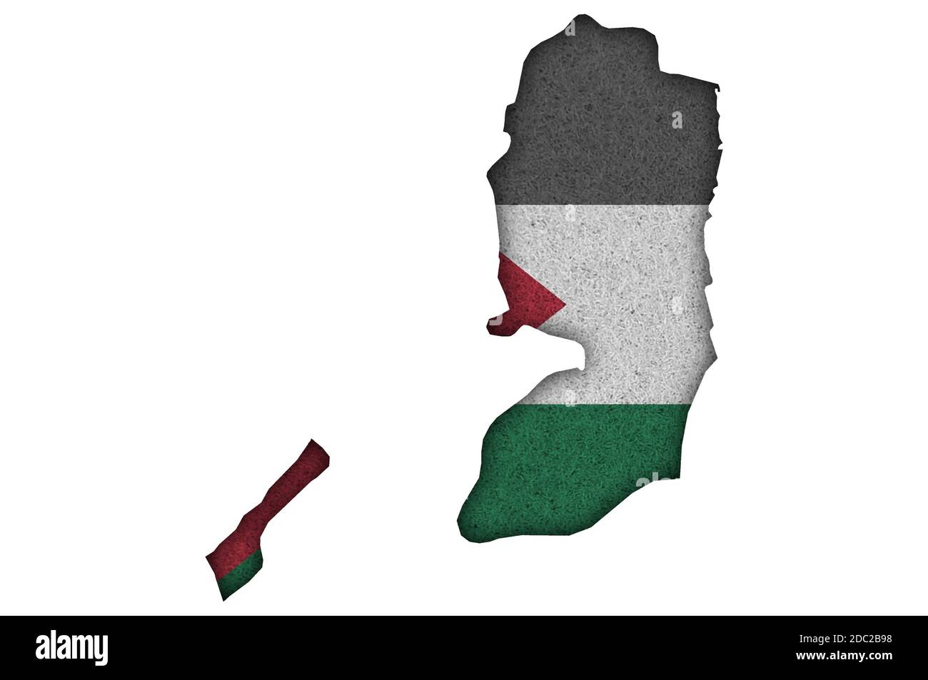 Mappa e bandiera della Palestina su feltro Foto Stock