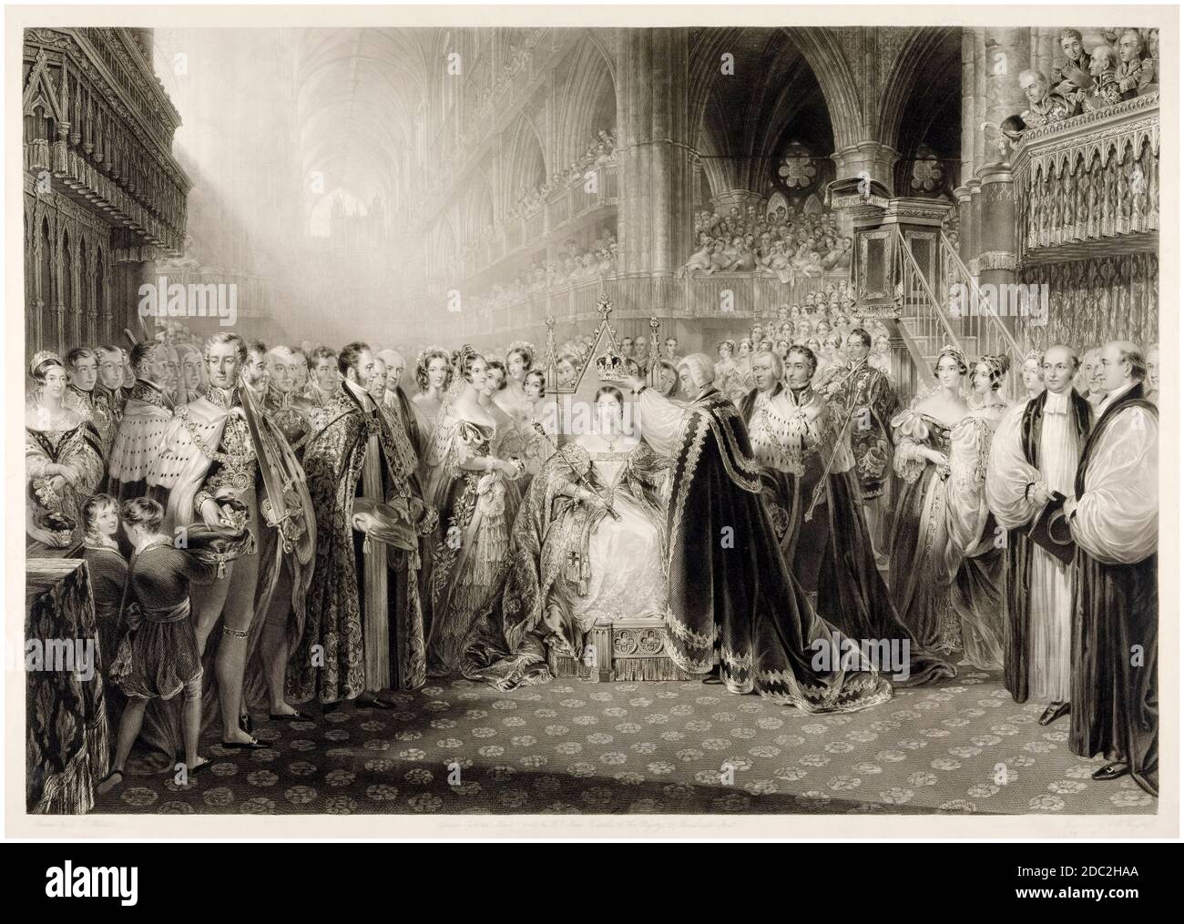 L'incoronazione della Regina Vittoria, stampa di Charles e Wagstaff dopo Edmund Thomas Parris, 1842 Foto Stock