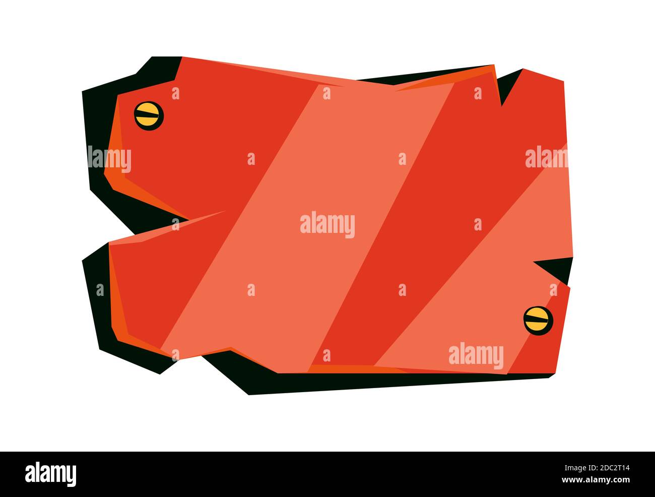 Piastra vuota in metallo rosso con viti, scheda tecnologica per interfaccia grafica di gioco, illustrazione vettoriale cartoon Illustrazione Vettoriale