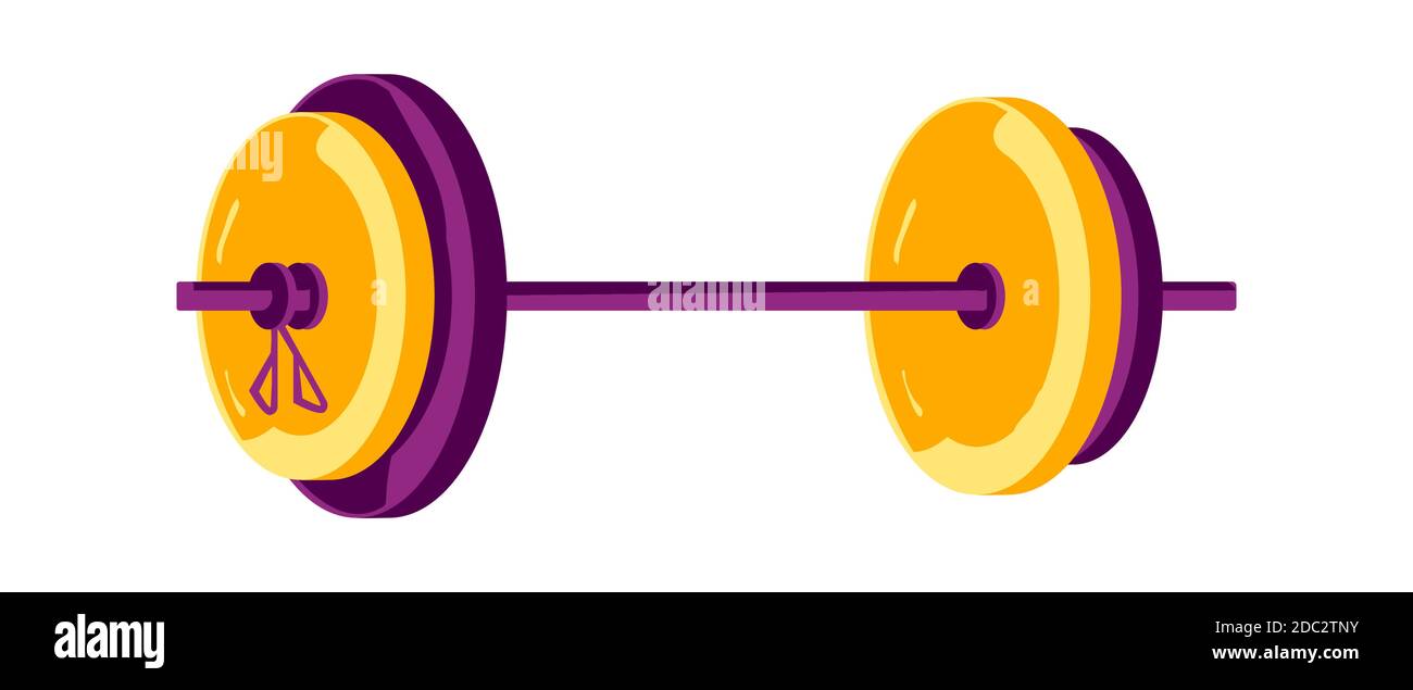 Barbell con peso grande, attrezzature per allenamento sportivo in palestra, cartoon vettoriale illustrazione Illustrazione Vettoriale