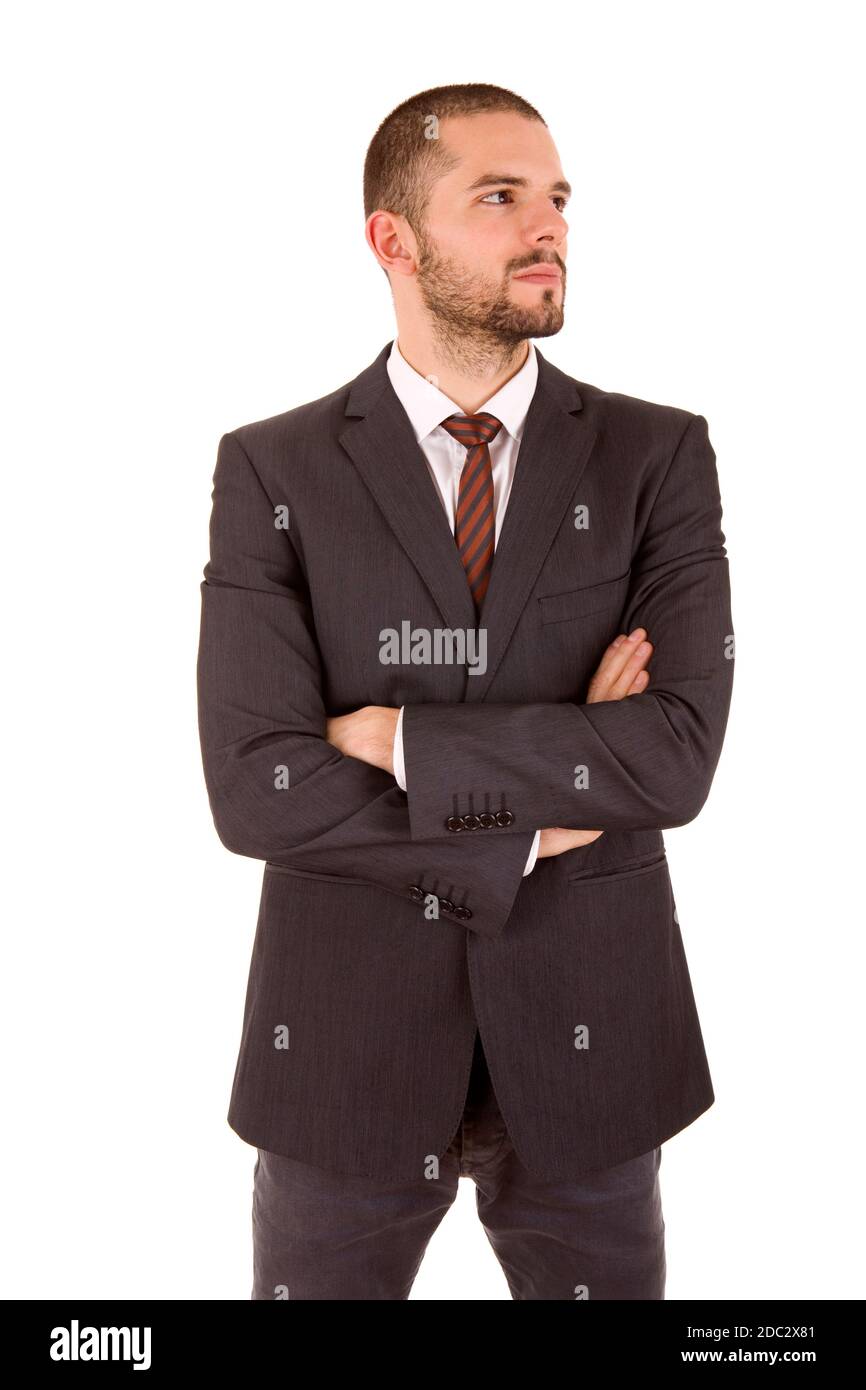 Giovane uomo d affari ritratto isolato su bianco Foto Stock