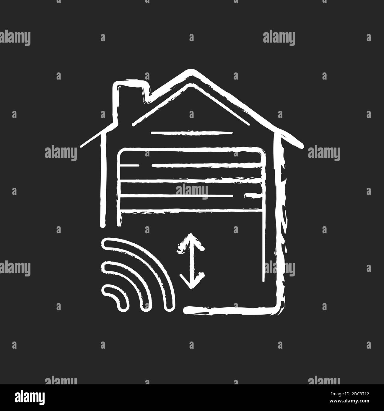 Apriporta garage gesso icona bianca su sfondo nero Illustrazione Vettoriale