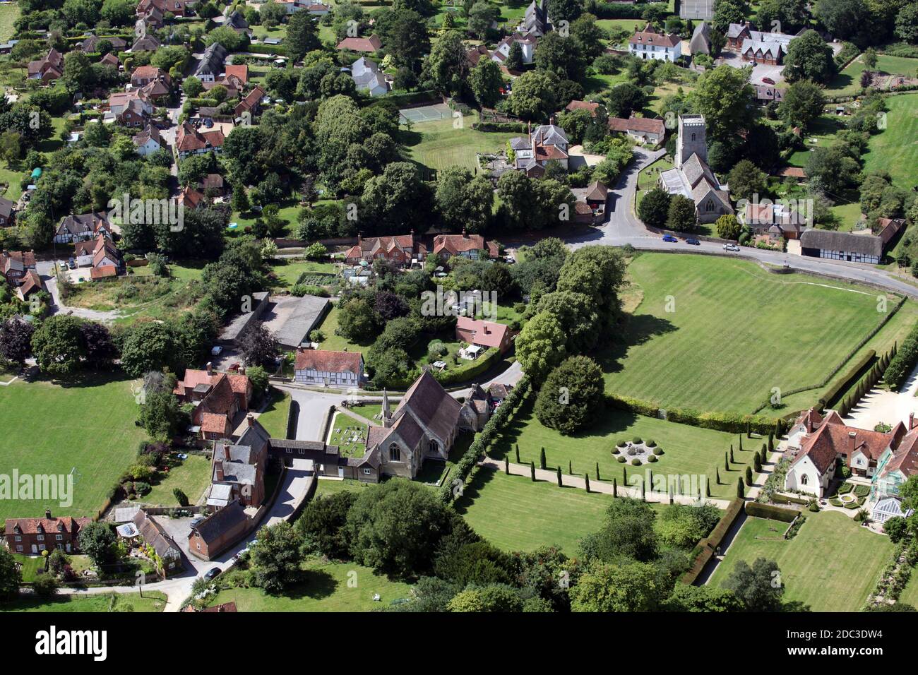 Vista aerea del villaggio di East Hendred vicino a Wantage, Oxfordshire, Regno Unito Foto Stock