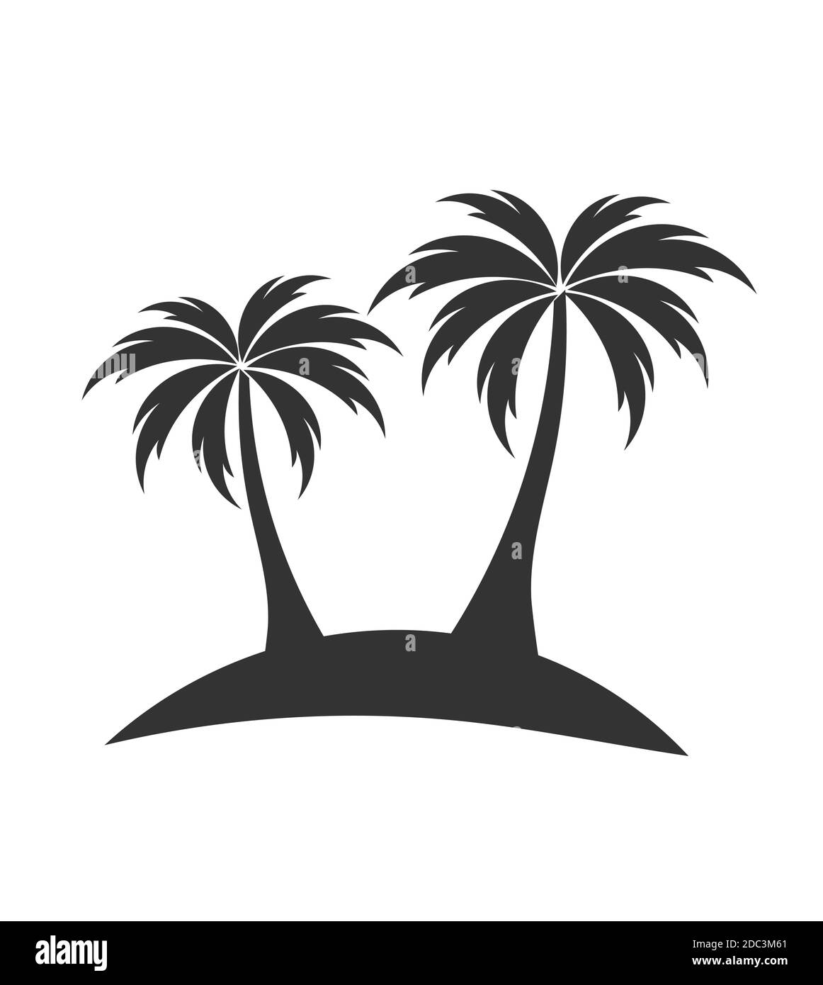 Palme sulla forma nera dell'isola. Illustrazione vettoriale Illustrazione Vettoriale