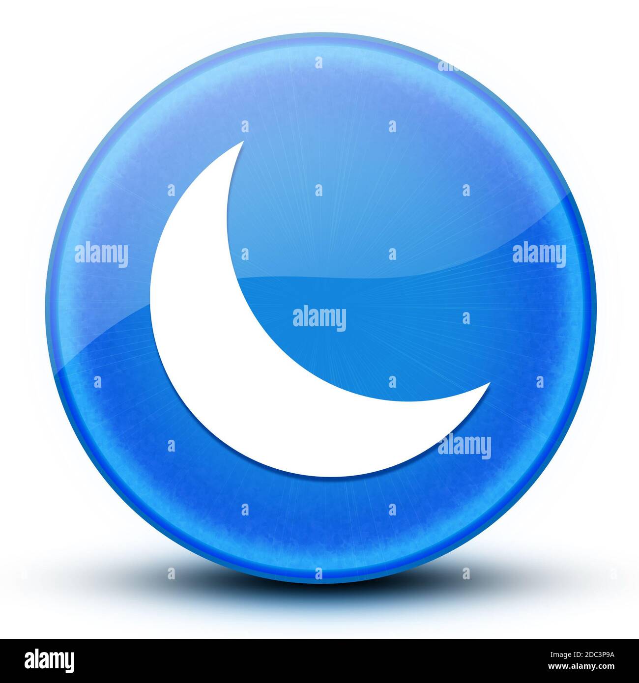 Crescent mezzo luna eyeball blu lucido pulsante rotondo illustrazione astratta Foto Stock