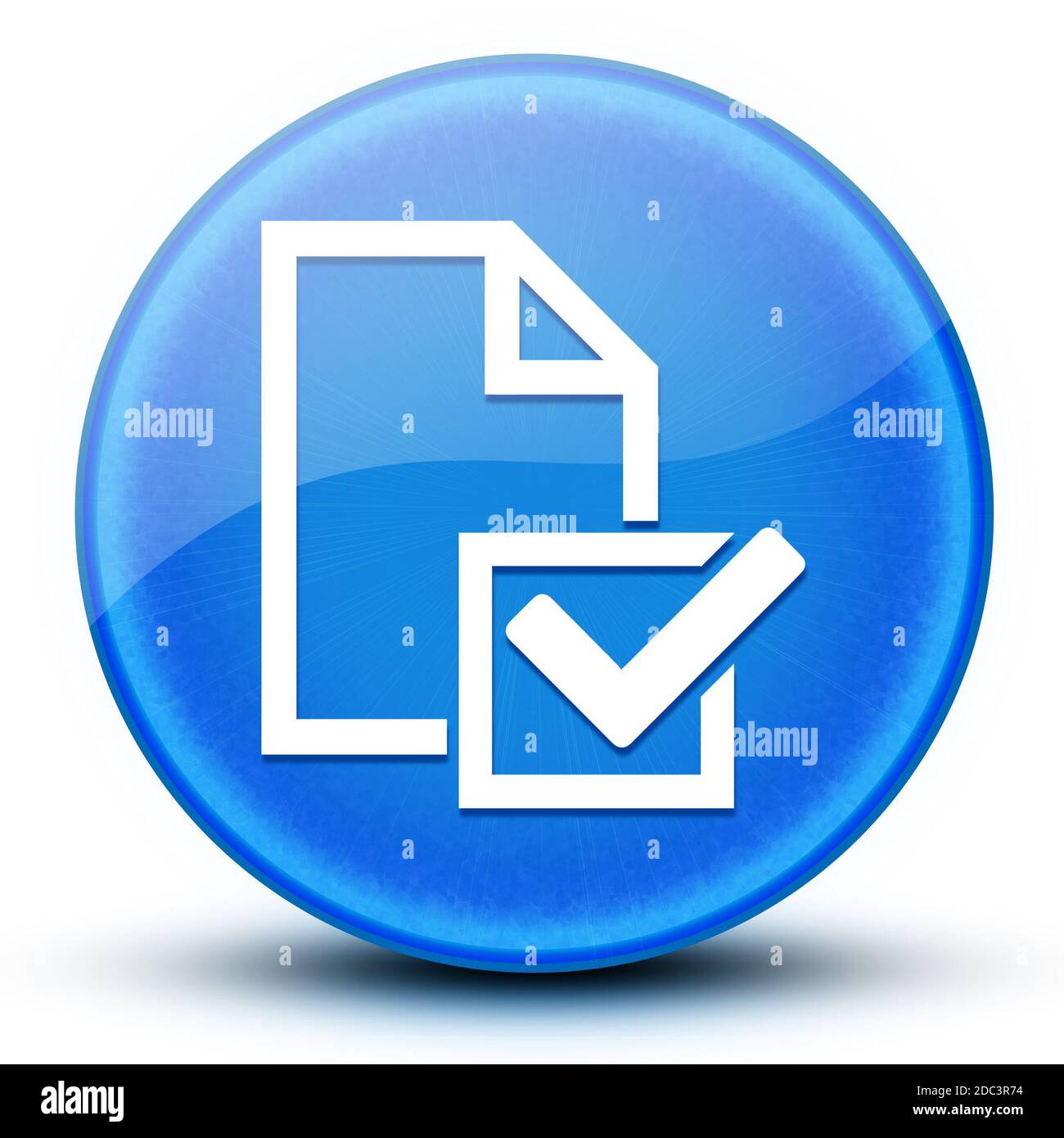 Topografia (icona elenco di controllo) eyeball blu lucido pulsante rotondo illustrazione astratta Foto Stock