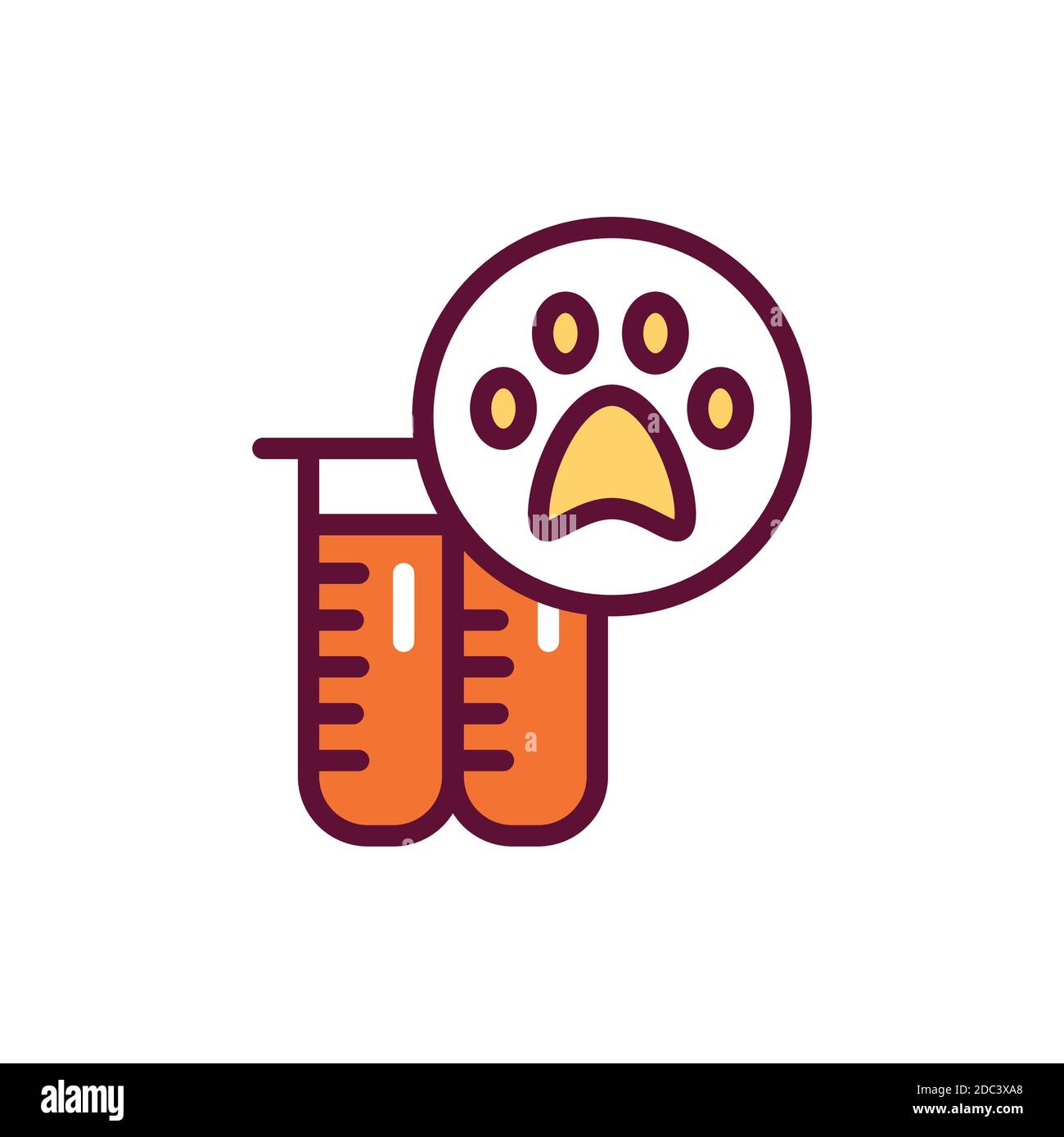 Icona della linea colorata del test del sangue per gli animali. Concetto medico e scientifico. Elemento vettoriale isolato. Pittogramma per pagina web, app mobile, promo. Illustrazione Vettoriale