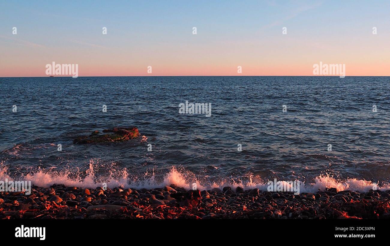 Tramonto sul mare, Porto Maurizio, Imperia, Liguria, Italia Foto Stock