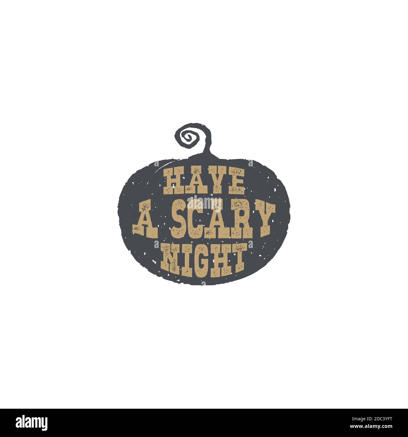 Zucca di Halloween Silhouette con testo all'interno. Ottimo per la festa di Halloween. Abbia un elemento di tipografia di notte spaventoso. Illustrazione dello stock isolata su bianco Foto Stock