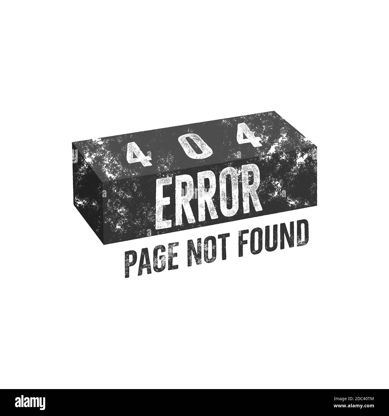 404 pagina di errore con mattone. concetto di pagina di errore. Messaggio pagina non trovata. Modello per il web design. Design retrò irruvidire. Immagine monocromatica a stock Foto Stock