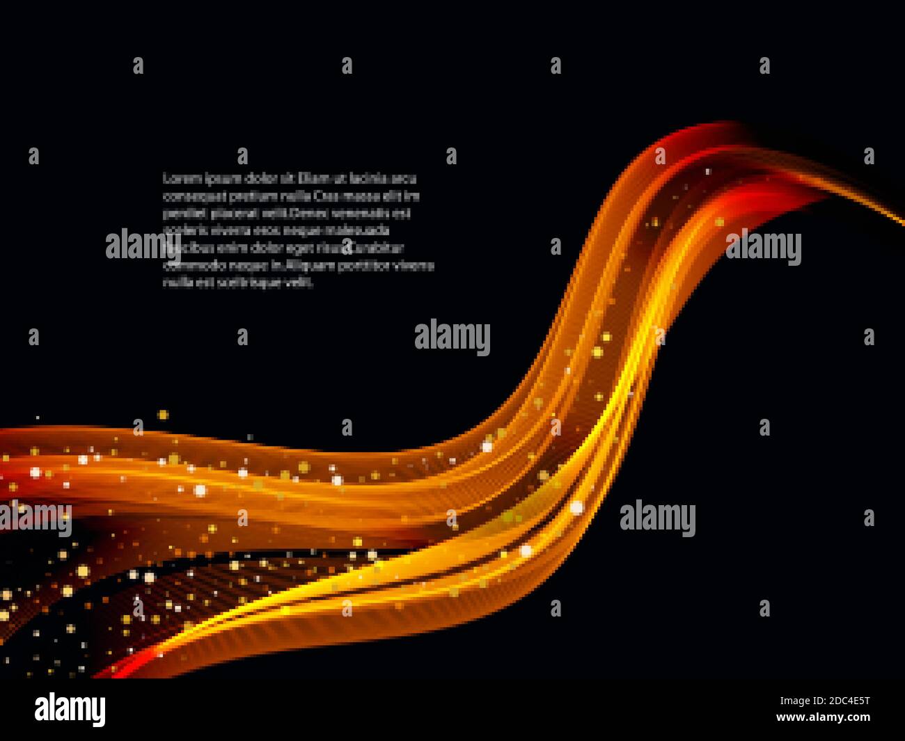 Vettore astratto colore brillante gold wave elemento di design con effetto glitter su sfondo scuro. Illustrazione Vettoriale