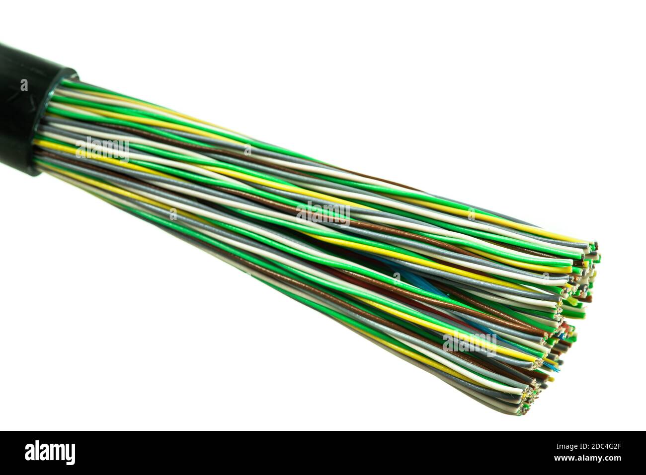 Cavo di telecomunicazione isolato su sfondo bianco Foto Stock