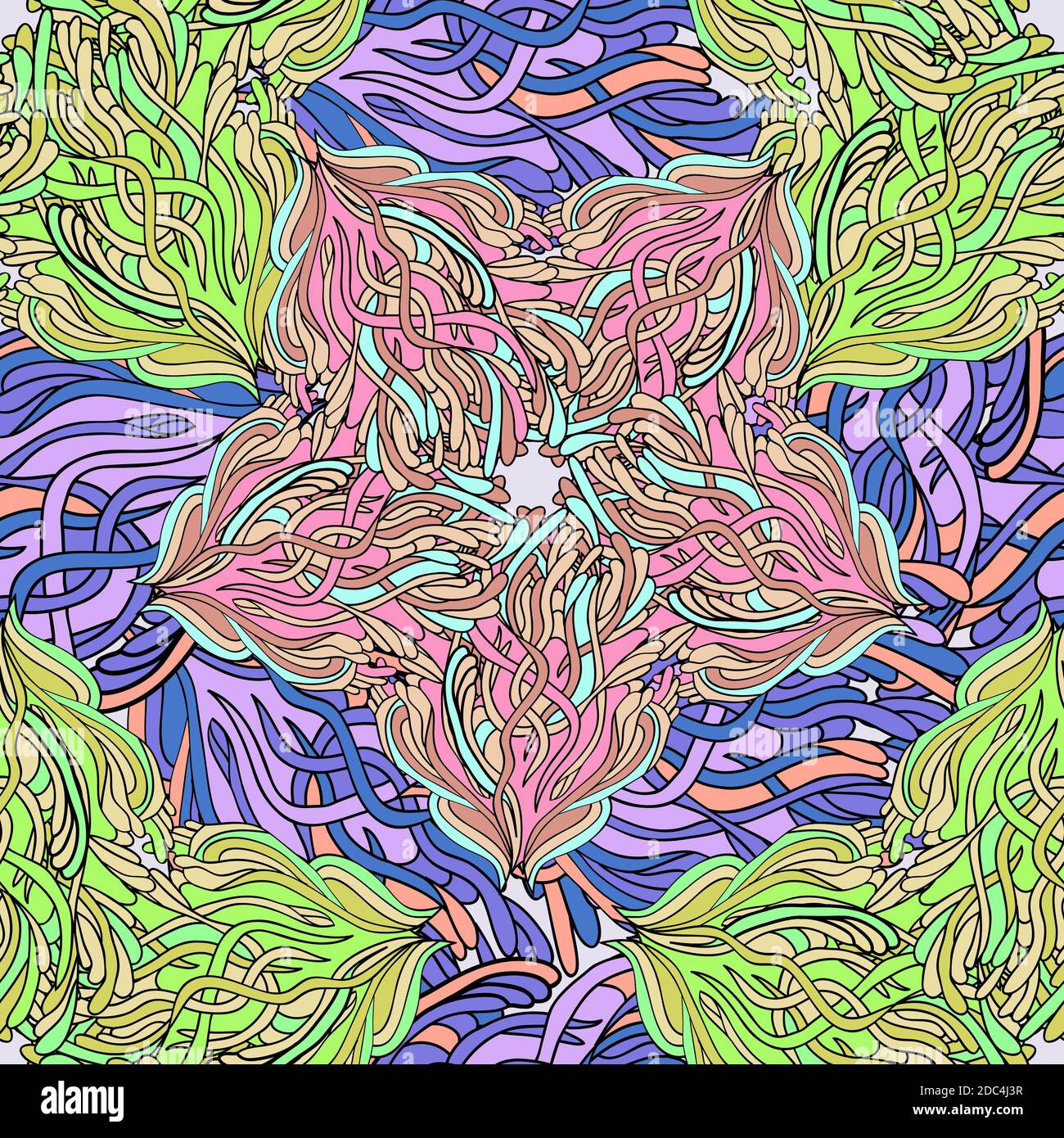 Motivo senza cuciture a zentangle disegnato a mano. Per carte, inviti, sfondi, riempimenti di motivi, tessuti. Illustrazione Vettoriale
