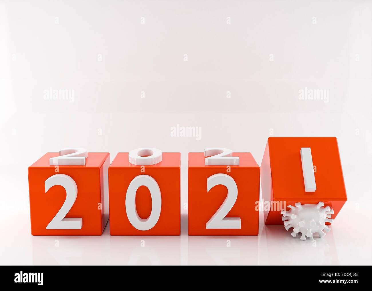 Felice anno nuovo 2021. Fine del concetto di Coronavirus 2020. rendering 3d. illustrazione 3d Foto Stock