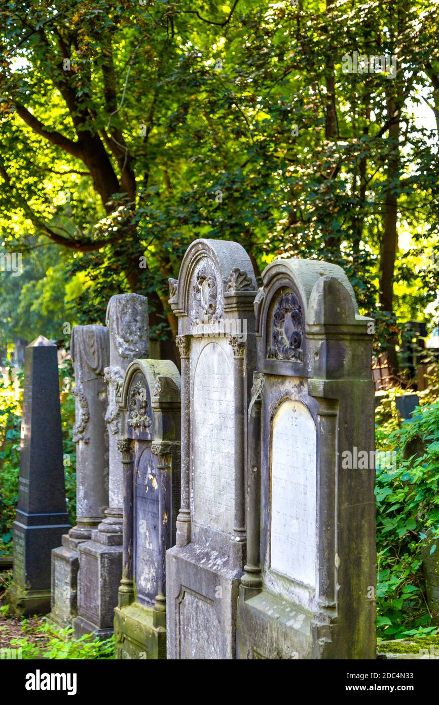Cimitero ebraico (Cmentarz Zydowski) a Varsavia, Polonia Foto Stock