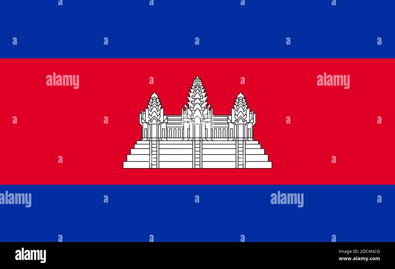 Primo piano bandiera della Cambogia Illustrazione Vettoriale