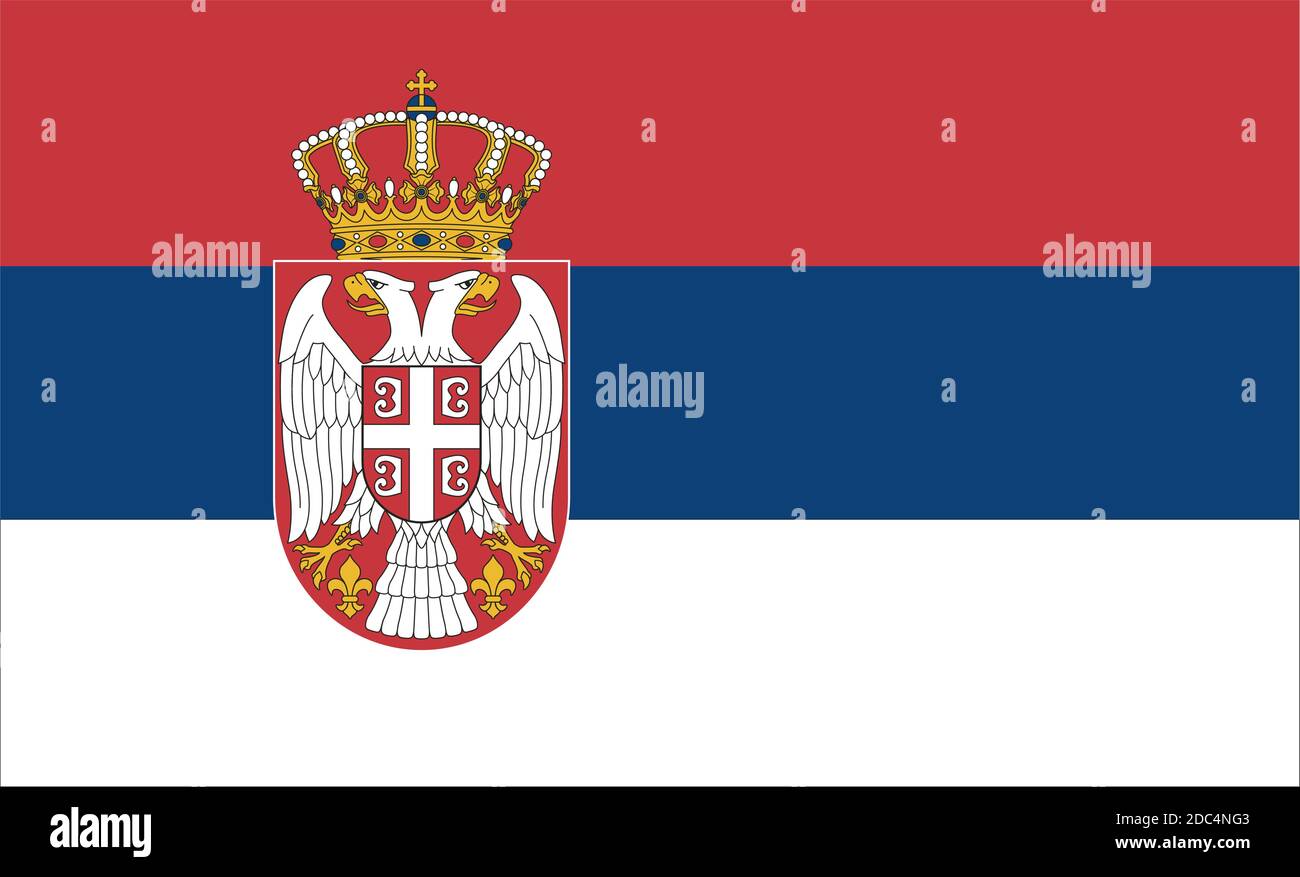 Primo piano bandiera della Serbia Illustrazione Vettoriale