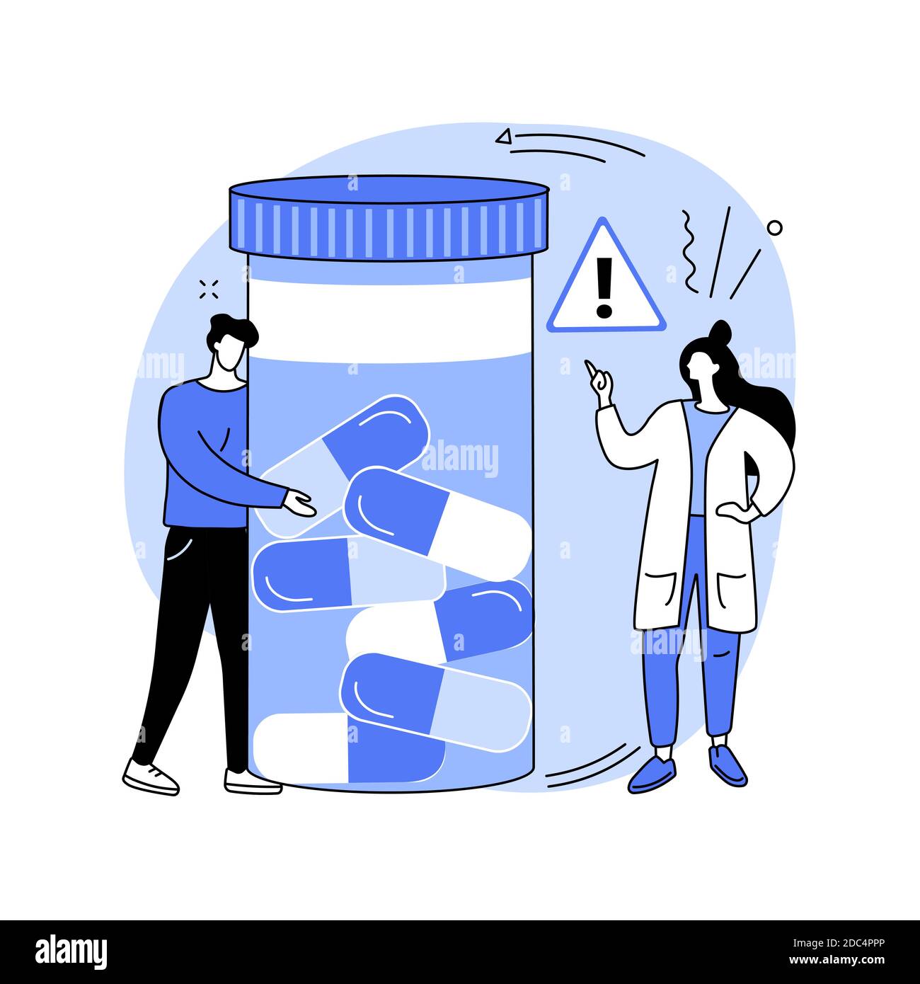 Illustrazione vettoriale del concetto astratto di abuso di farmaci da prescrizione. Illustrazione Vettoriale