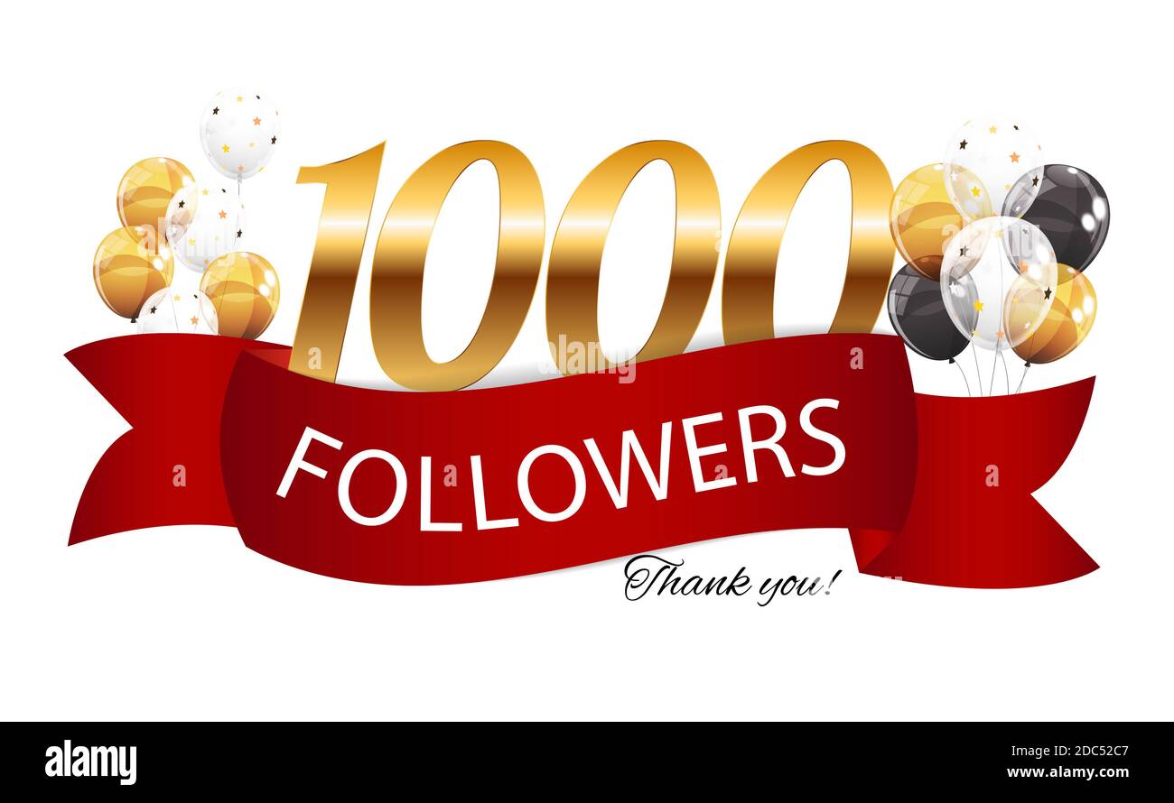 1000 follower. Grazie. Sfondo dell'illustrazione Foto Stock