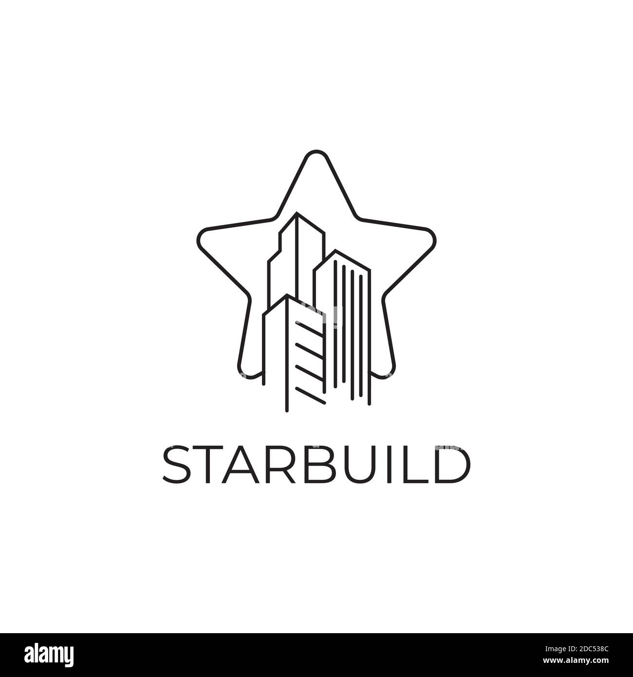 Modello vettoriale di progettazione del logo Star Build Illustrazione Vettoriale