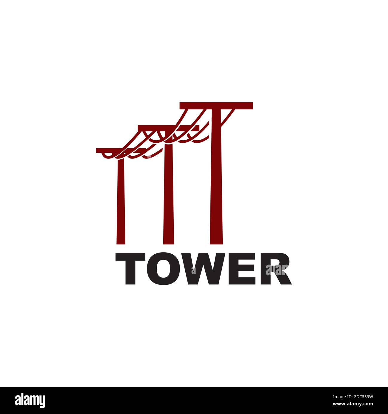 Modello vettoriale per il design del logo della torre elettrica Illustrazione Vettoriale