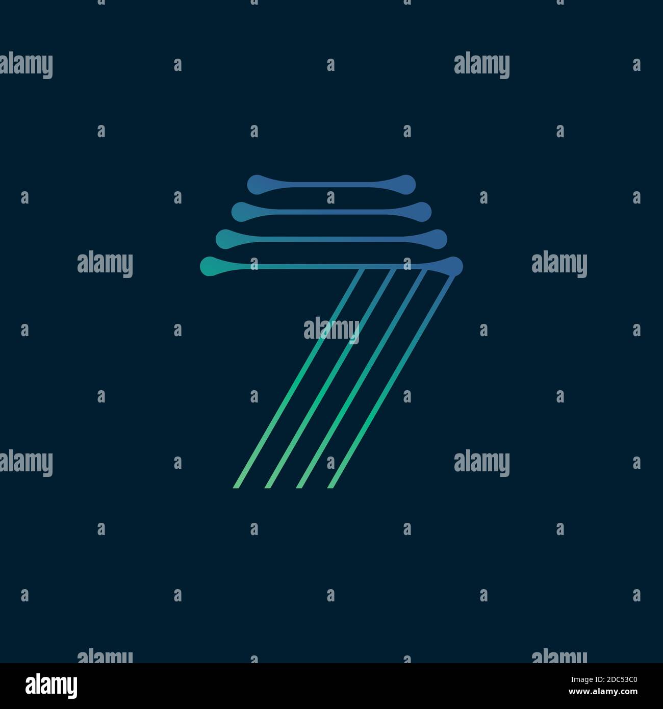 Moderno modello con sette icone Illustrazione Vettoriale