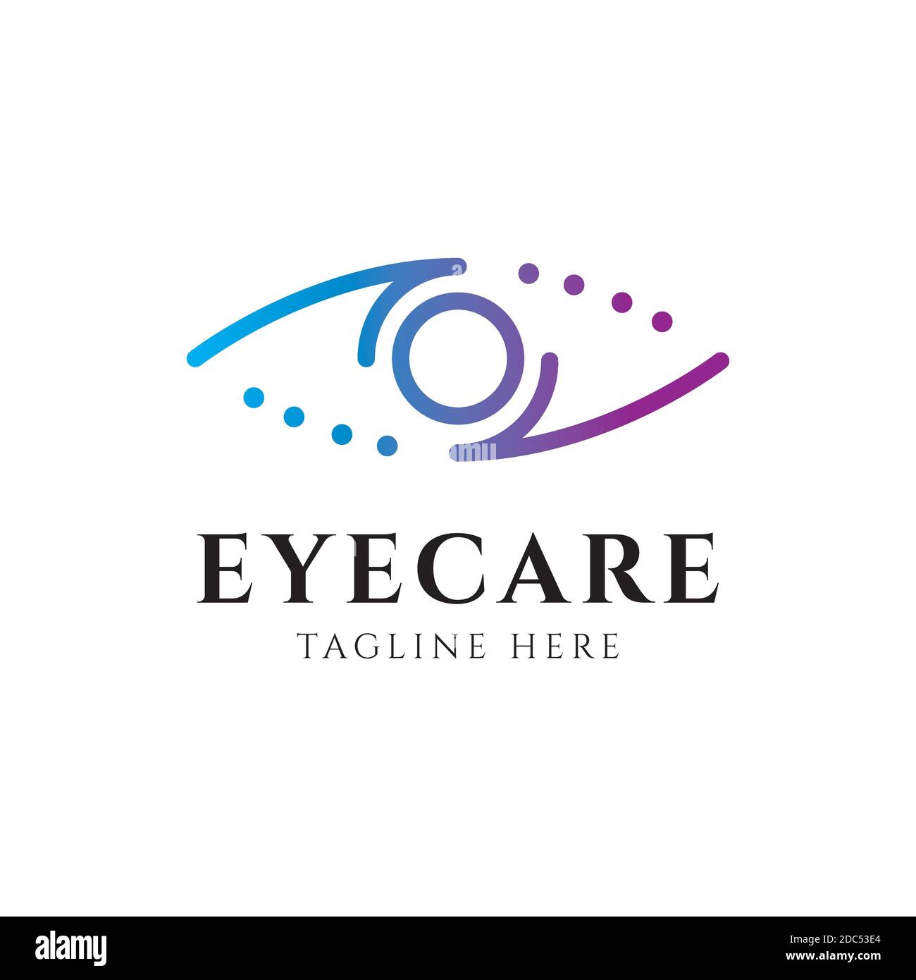 Logo di cura dell'occhio modello.simbolo dell'occhio per la clinica medica Illustrazione Vettoriale