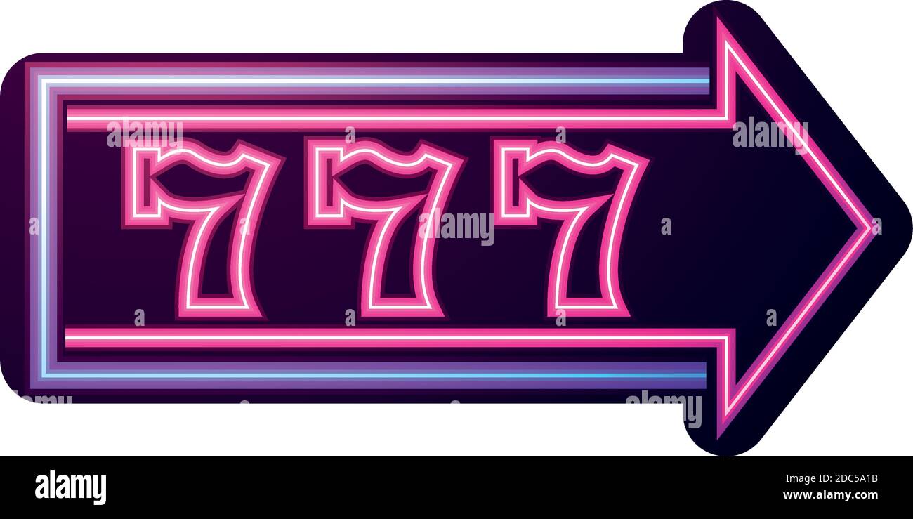 casino, freccia gioco d'azzardo direzione neon segno illustrazione vettore Illustrazione Vettoriale