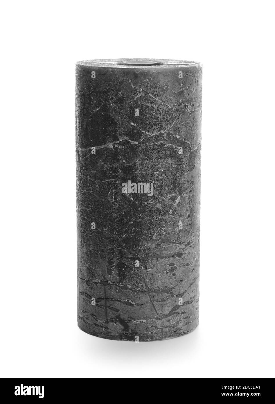 La candela di cera su sfondo bianco Foto Stock