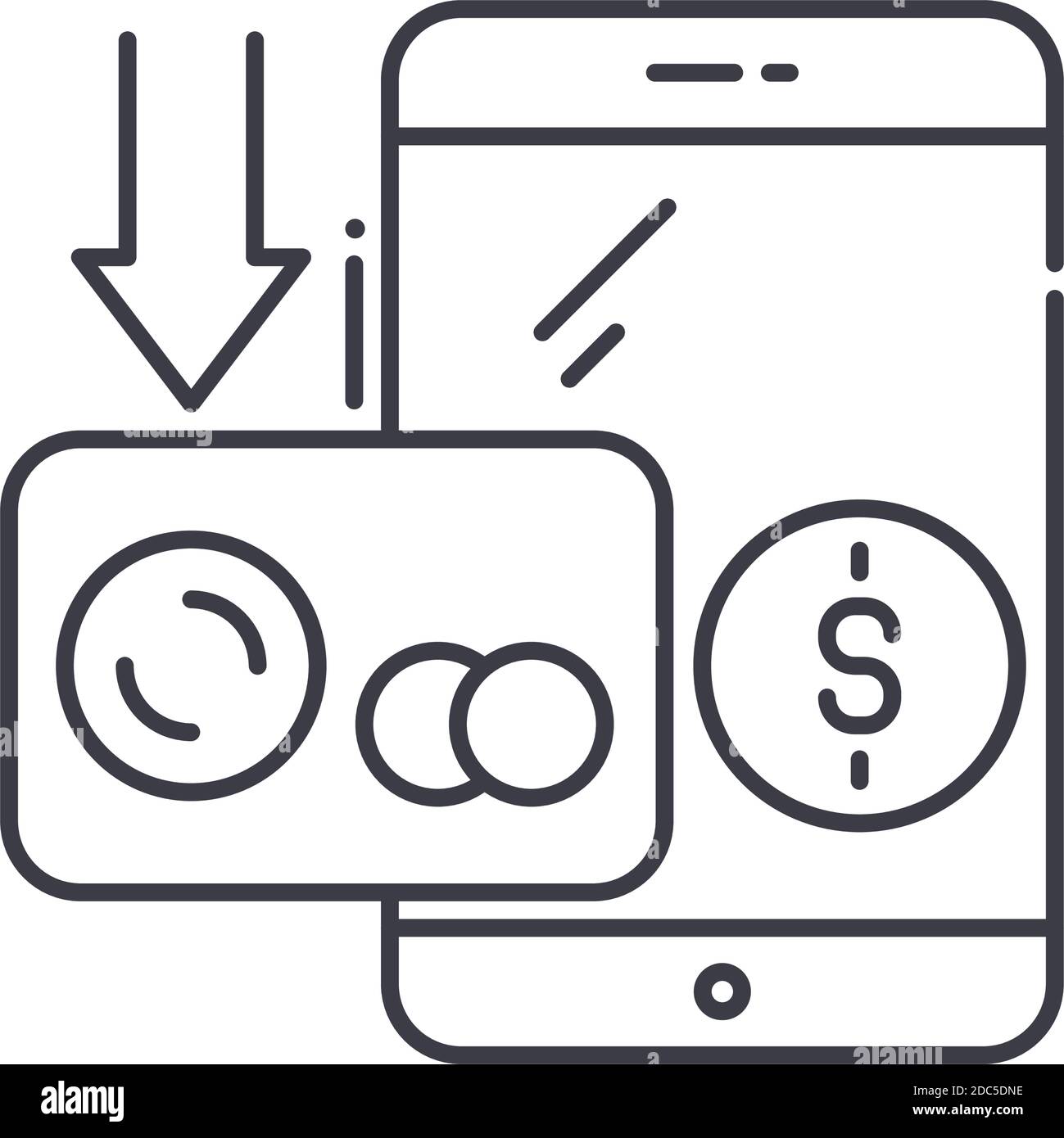 Icona del conto di investimento di risparmio, illustrazione isolata lineare, vettore di linea sottile, segno di disegno di fotoricettore, simbolo di concetto di contorno con tratto modificabile su bianco Illustrazione Vettoriale
