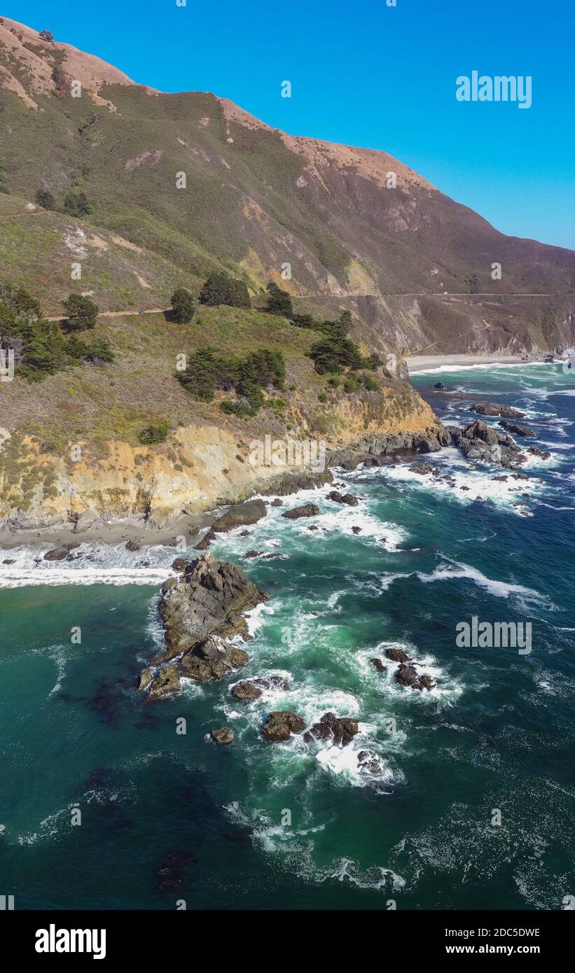 Big Creek Cove lungo l'autostrada 1 e Big sur, California, Stati Uniti Foto Stock