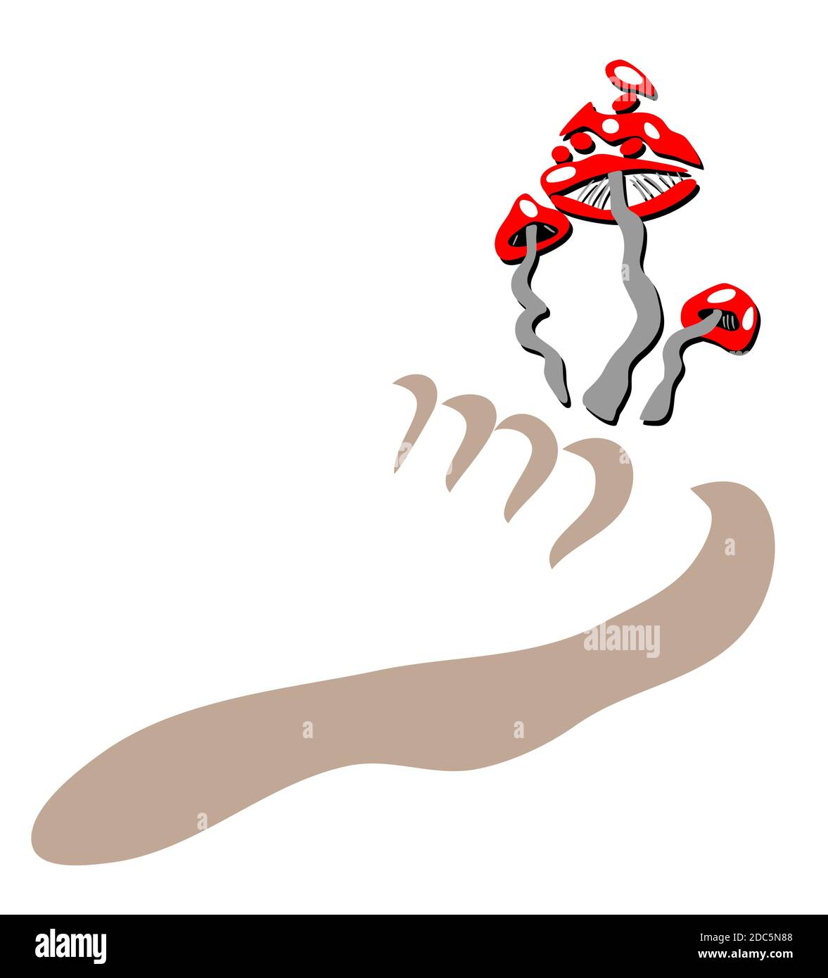 Punta fungo eps10 illustrazione vettoriale, con mosca simbolica agarica. Illustrazione Vettoriale