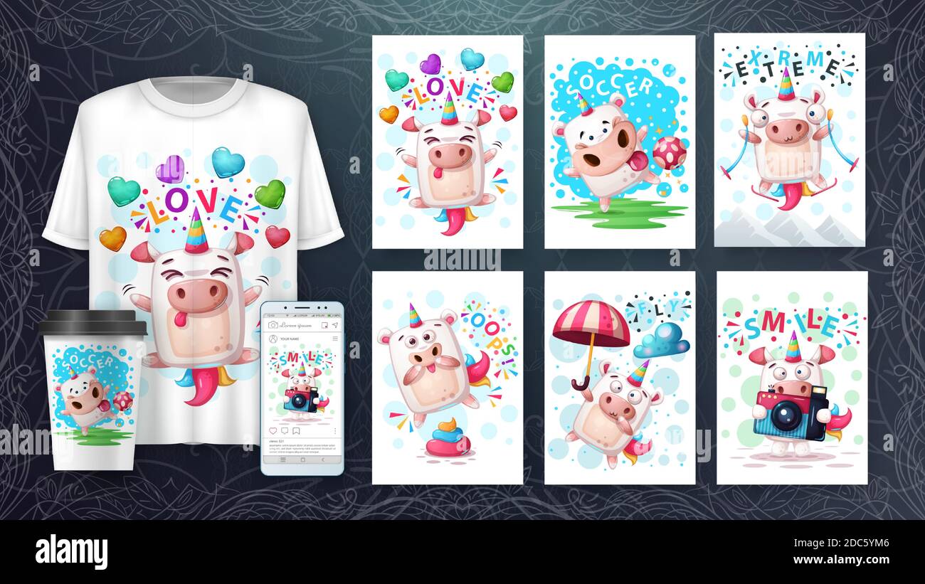 Impostare gli animali illustrazione, cartoon magic unicorn Illustrazione Vettoriale