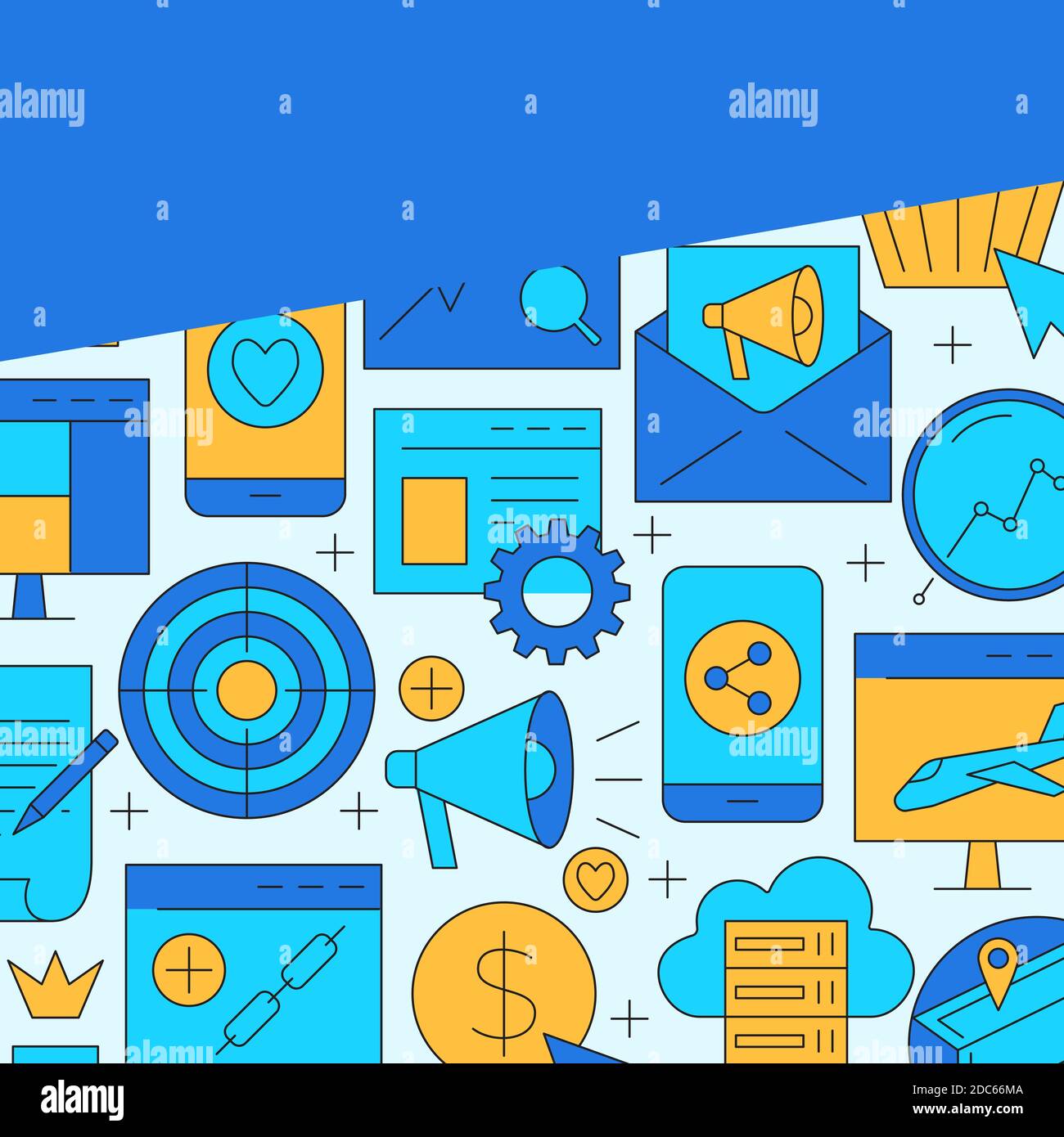 Poster SEO in stile linea colorata con posto per il testo Illustrazione Vettoriale