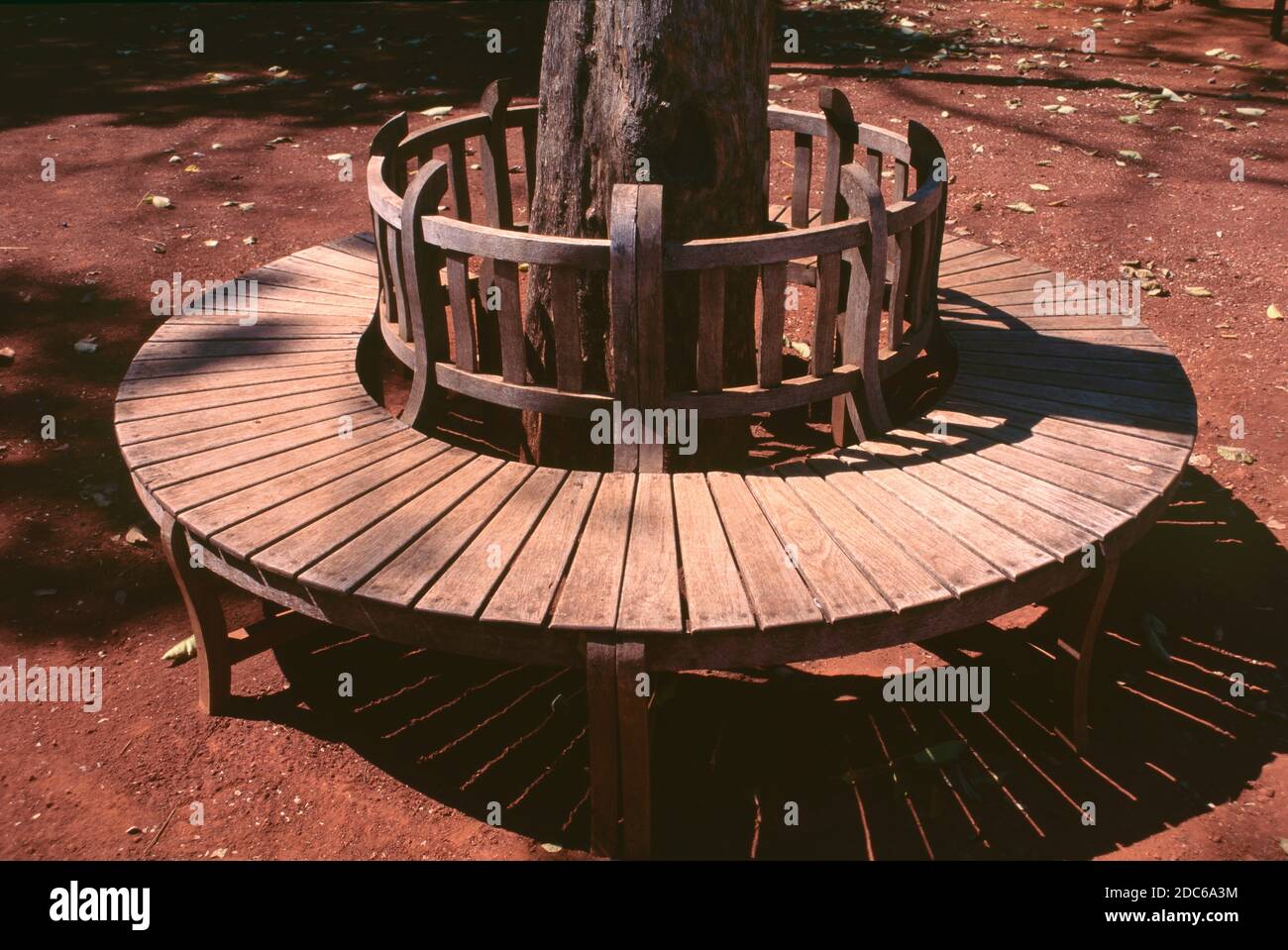 Panca rotonda o circolare all'aperto o panca da giardino intorno Albero  Foto stock - Alamy