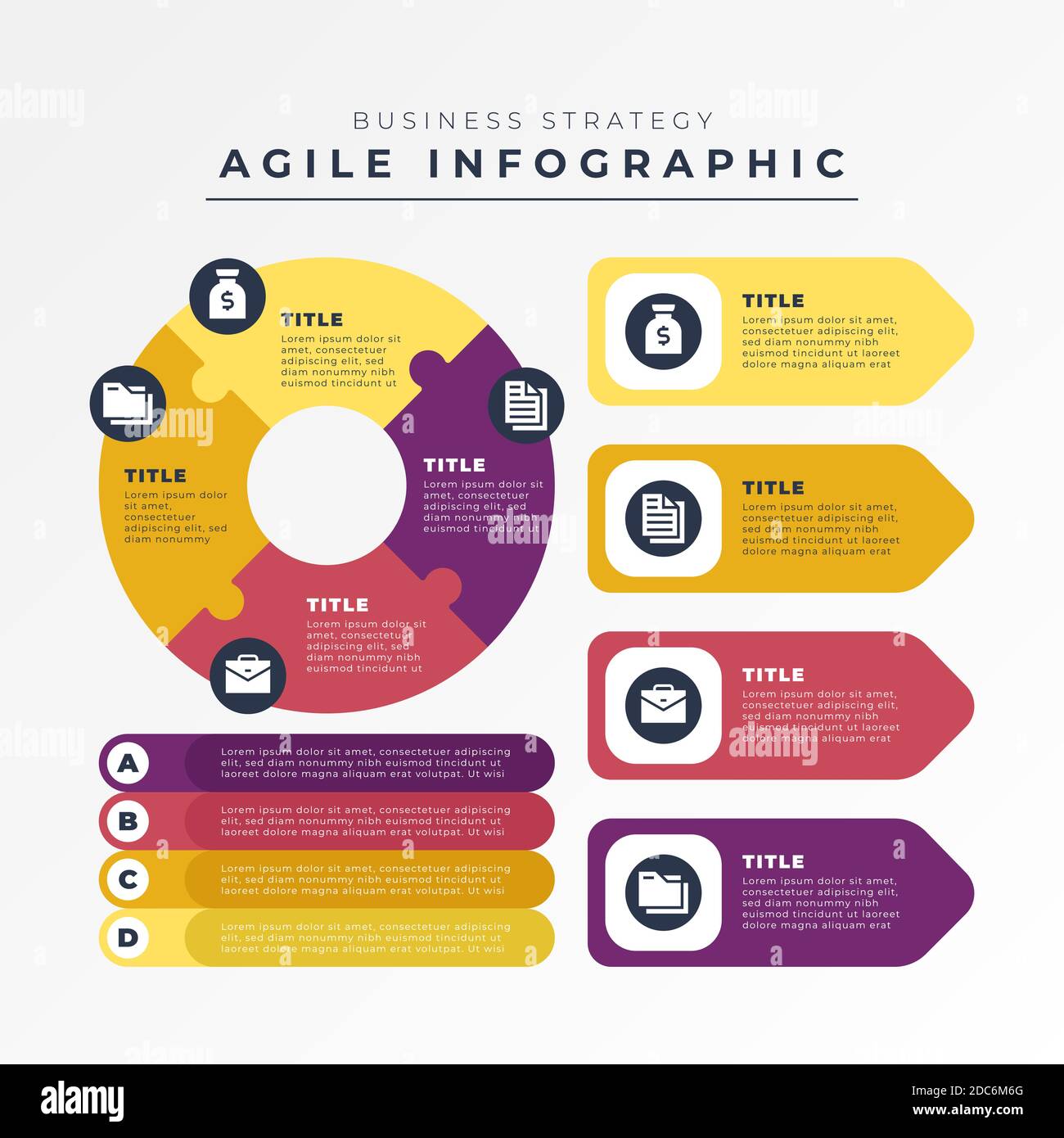 Illustrazione vettoriale del modello Agile di elementi infografici Illustrazione Vettoriale
