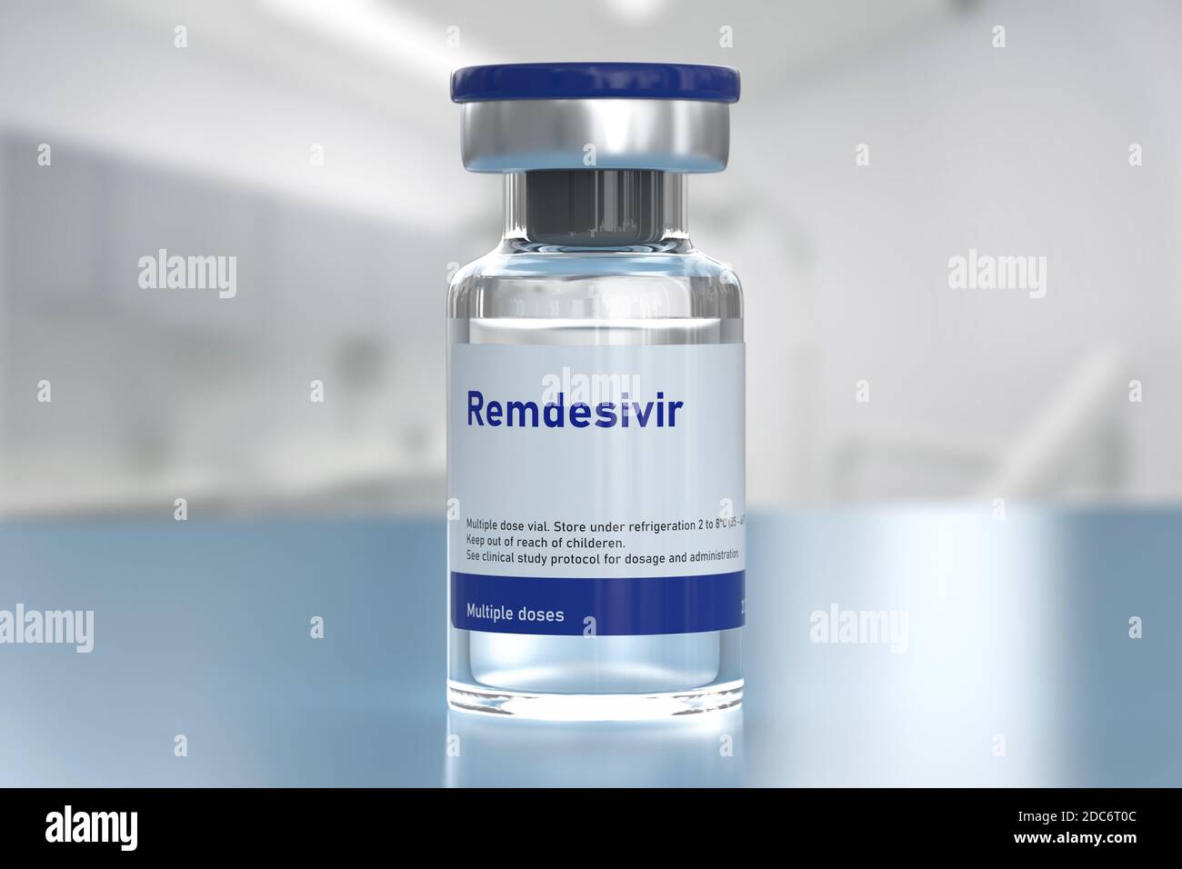 Remdesivir farmaco antivirale approvato dalla FDA per il trattamento del coronavirus covid-19, illustrazione 3d Foto Stock