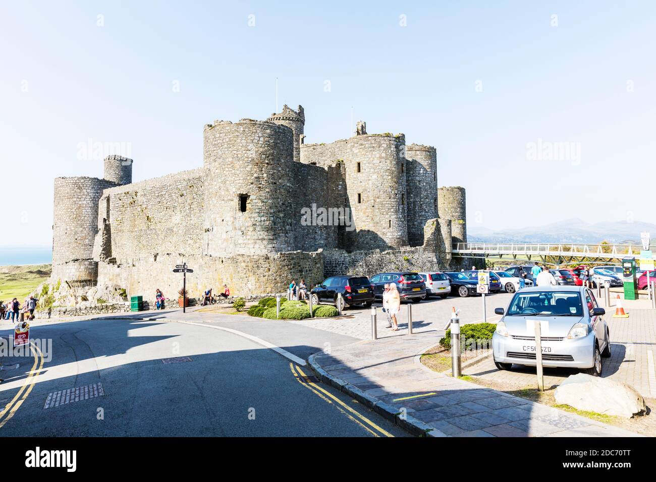 Harlech Castle, Harlech, Gwynedd, Galles, è una fortificazione medievale di grado i, Harlech castello Galles, Harlech città, castello, Galles, Castelli, Galles Foto Stock