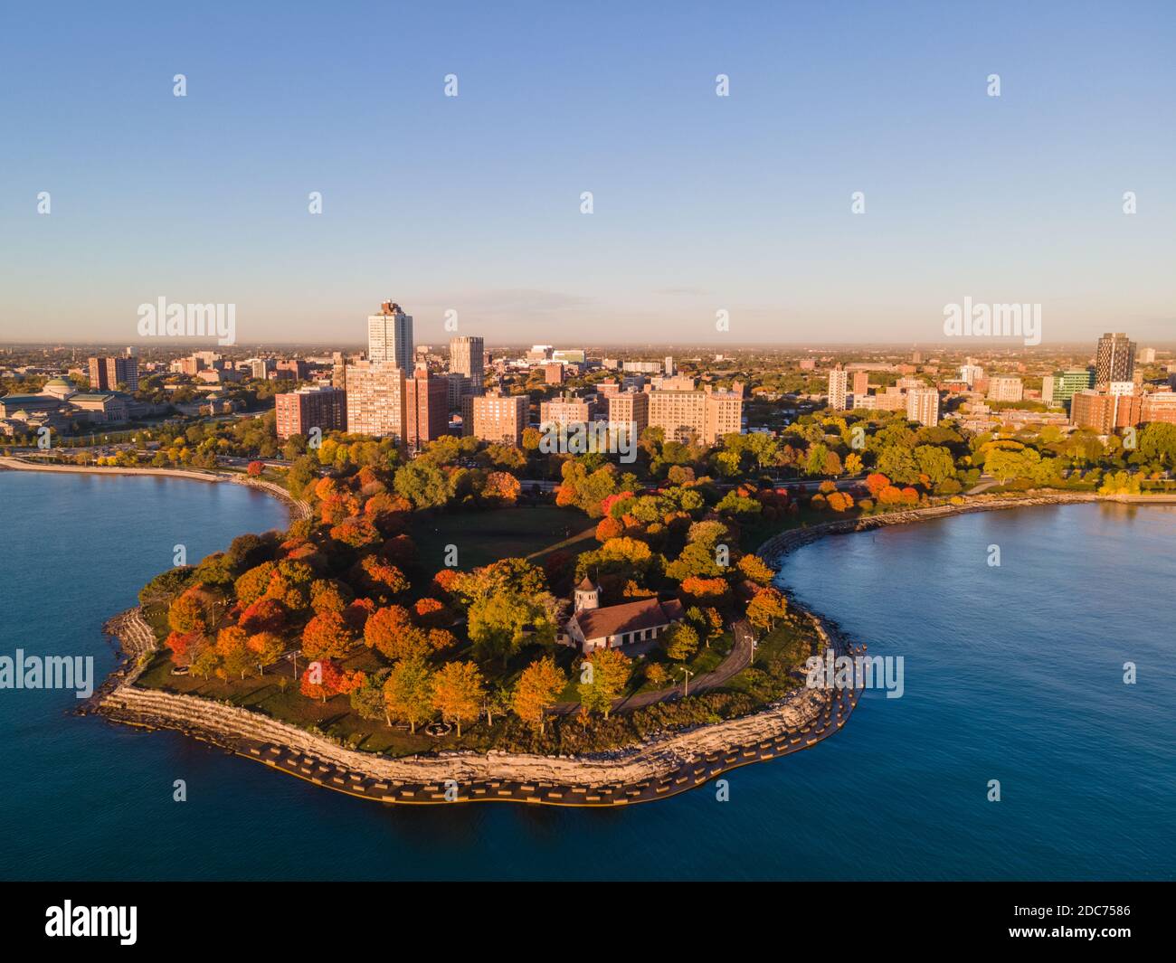 Vista aerea del campus di Loyola Chicago Foto Stock